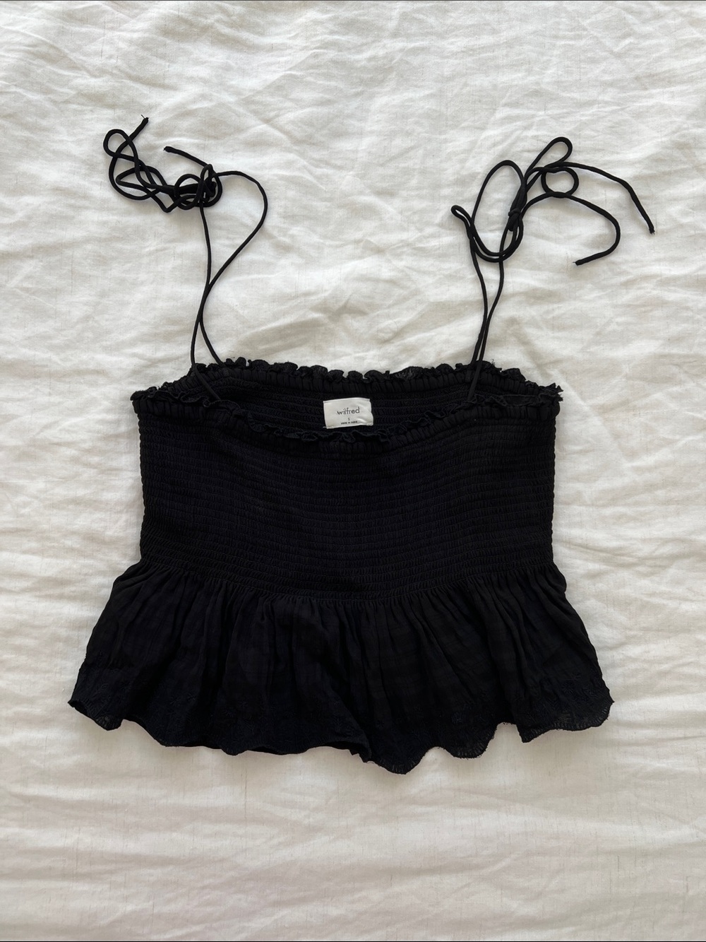Wilfred Black Smocked Peplum Cami